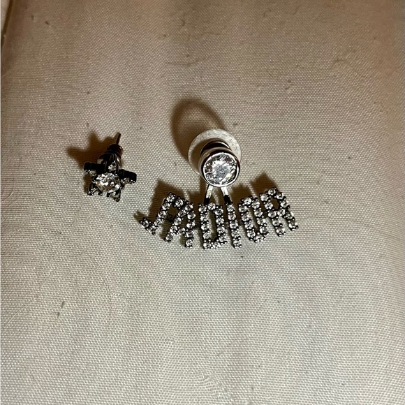 Designer inspired asymmetric CZ earrings - Picture 2 of 6